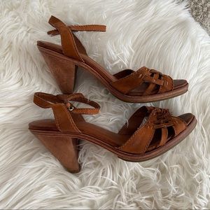French Connection Boho Natural Brown Leather Heel